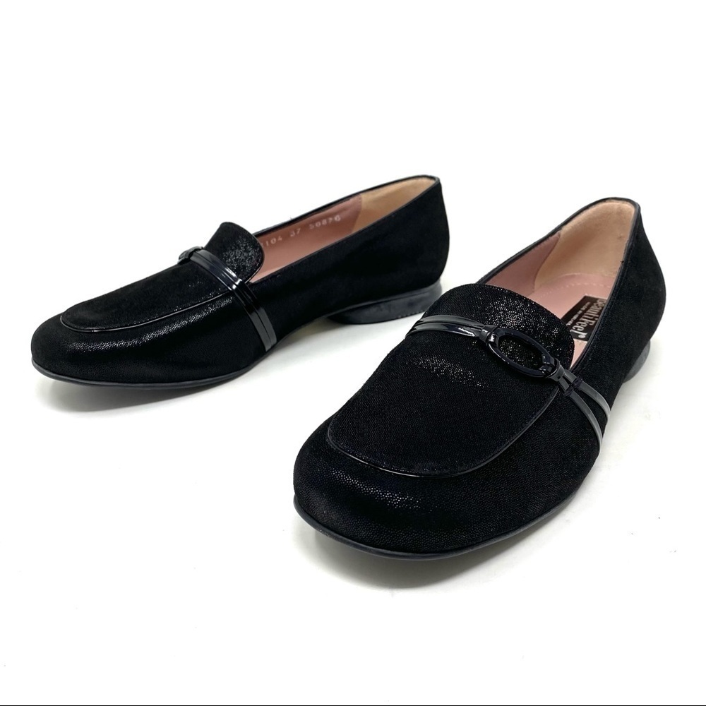 Beautifeel Plie Black sparkle suede dress casual loafers - Picture 2 of 8